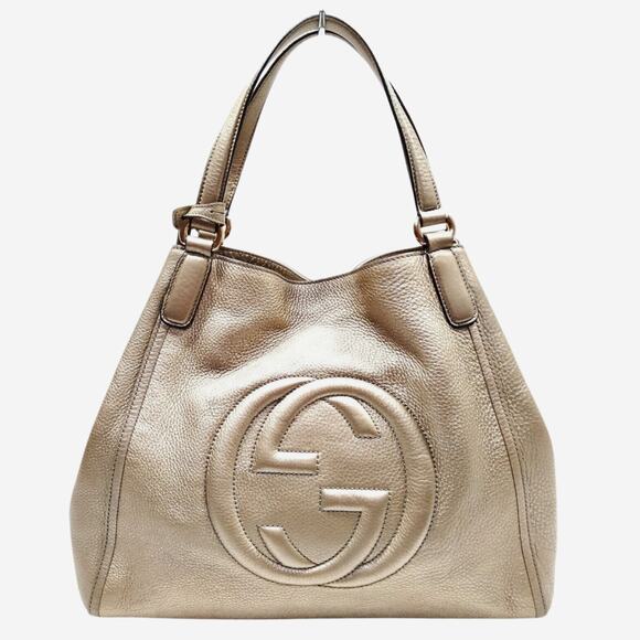 Gucci Handbags - Gucci Bronze Soho Shoulder Bag in Pebbled Leather